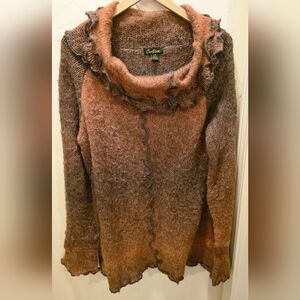 Cartise Chic Cowl Neck Sweater in Brown, Burnt Orange Large